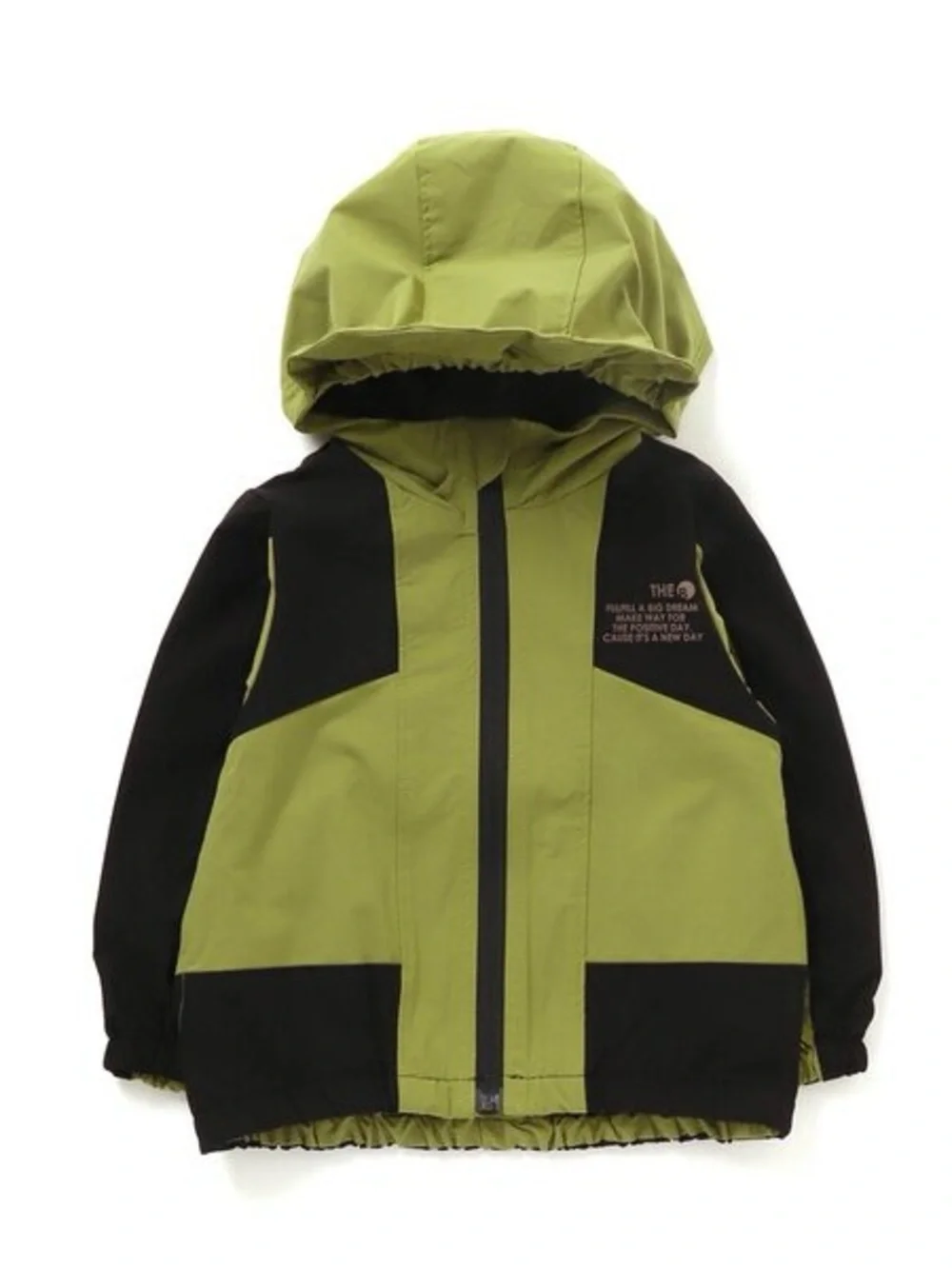 like new Japanese brand Breeze Kids Two-Tone Hooded Jacket in Olive Green